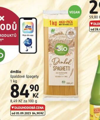dm drogerie Dmbio špaldové špagety nabídka