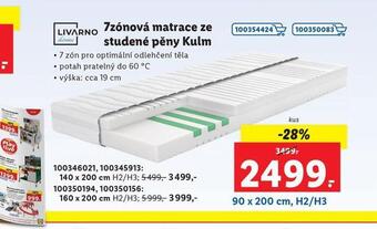Lidl 7zónová matrace ze studené pěny kulm nabídka