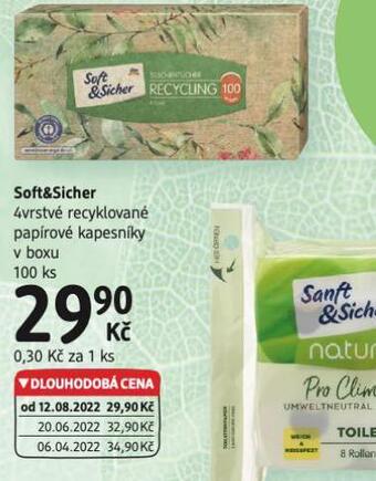 dm drogerie Soft & sicher recyklované papírové kapesníky nabídka