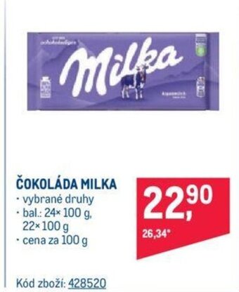 Makro ČOKOLÁDA MILKA nabídka