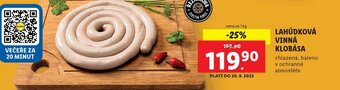Lidl LAHŮDKOVÁ VINNÁ KLOBÁSA nabídka