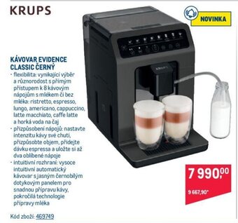 Makro KÁVOVAR EVIDENCE CLASSIC ČERNÝ nabídka