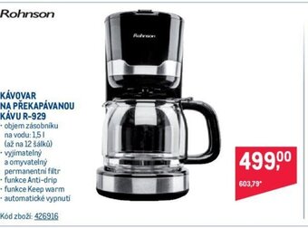 Makro KÁVOVAR NA PŘEKAPÁVANOU KÁVU R-929 nabídka