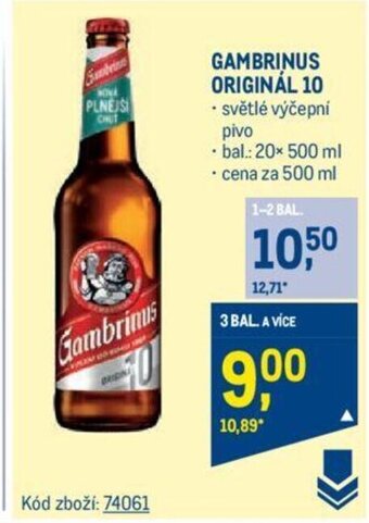 Makro GAMBRINUS ORIGINÁL 10 nabídka