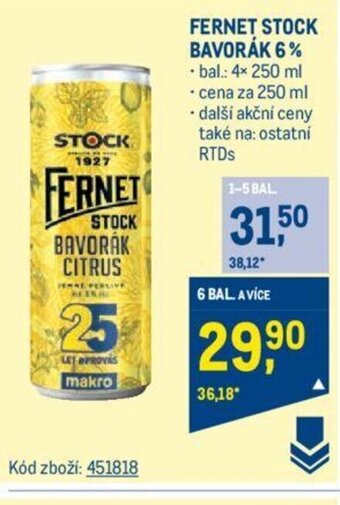 Makro FERNET STOCK BAVORÁK 6% nabídka