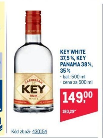 Makro KEY WHITE 37.5% ,KEY PANAMA 38%, 35% nabídka