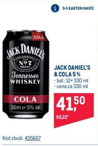 Makro JACK DANIEL'S & COLA 5% nabídka