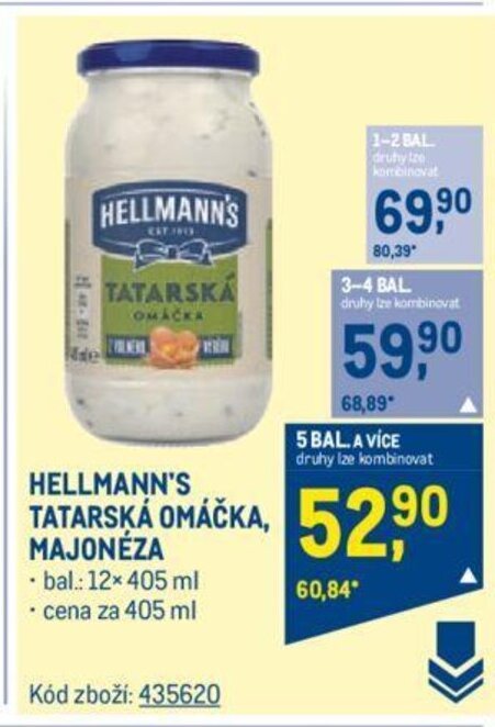 Makro HELLMANN'S TATARSKÁ OMÁČKA MAJONÉZA nabídka