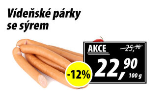 ZEMAN Vídeňské párky se sýrem nabídka