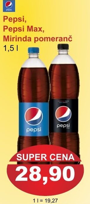 PLUS JIP Pepsi, Pepsi Max, Mirinda pomeranč nabídka