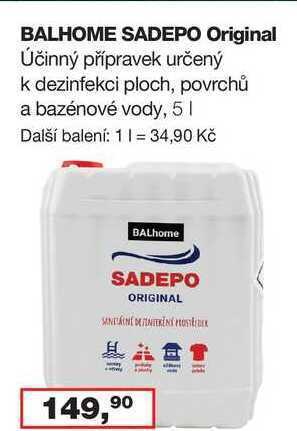 Ráj drogerie Balhome sadepo original účinný přípravek určený k dezinfekci ploch, povrchů a bazénové vody, 5l nabídka
