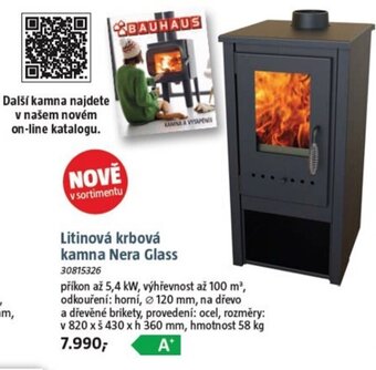 Bauhaus Litinová krbová kamna Nera Glass nabídka