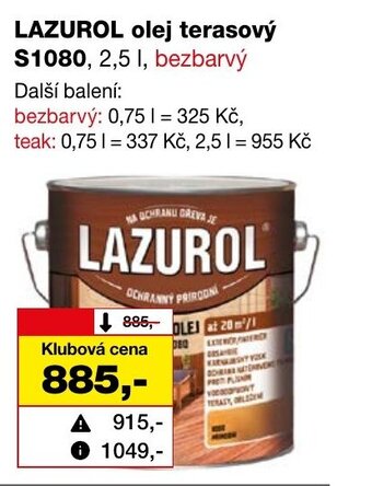 Barvy a laky drogerie LAZUROL olej terasový S1080 nabídka