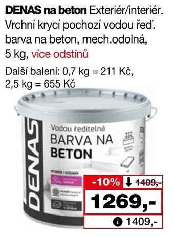 Barvy a laky drogerie DENAS na beton nabídka