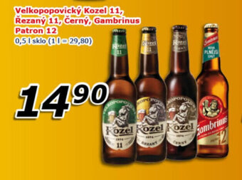 ESO MARKET Velkopopovický Kozel 11, Řezaný 11, Černý, Gambrinus Patron 12 nabídka
