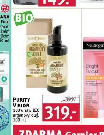 Rossmann Purity vision 100% raw bio arganový olej nabídka