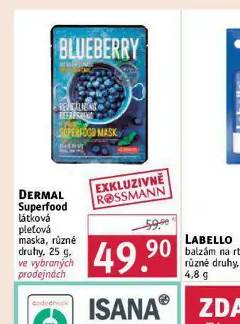 Rossmann Dermal supergood látková pleťová maska nabídka