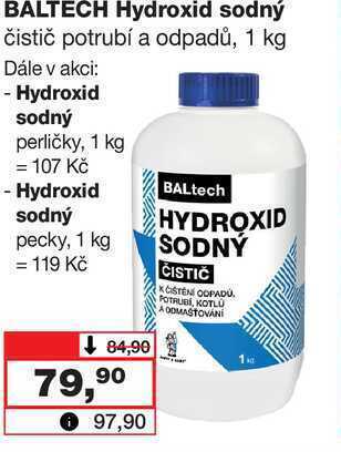 Barvy a laky drogerie Baltech hydroxid sodný čistič potrubí a odpadů, 1 kg nabídka