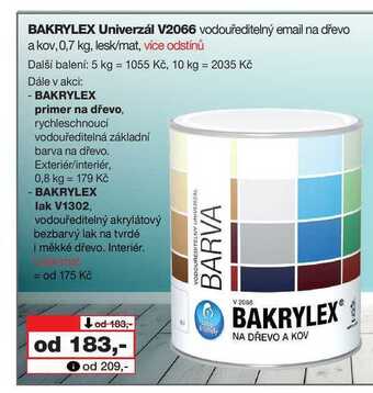 Barvy a laky drogerie Bakrylex univerzál v2066 vodouředitelný email na dřevo a kov, 0,7 kg, lesk/mat nabídka