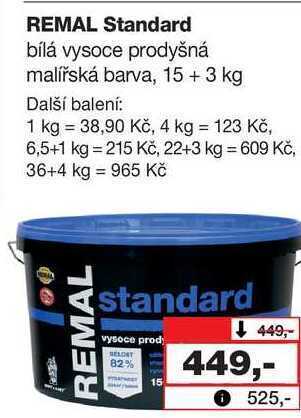 Barvy a laky drogerie Remal standard bílá vysoce prodyšná malířská barva, 15 + 3 kg nabídka