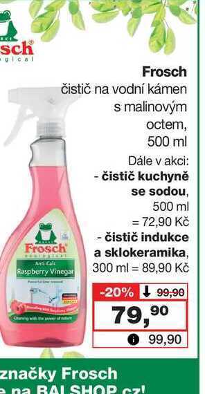 Barvy a laky drogerie Frosch čistič na vodní kámen s malinovým octem, 500 ml nabídka