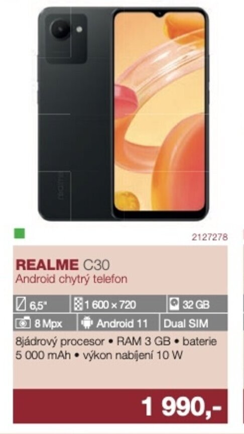 Electro World REALME C30 Android chytrý telefon nabídka