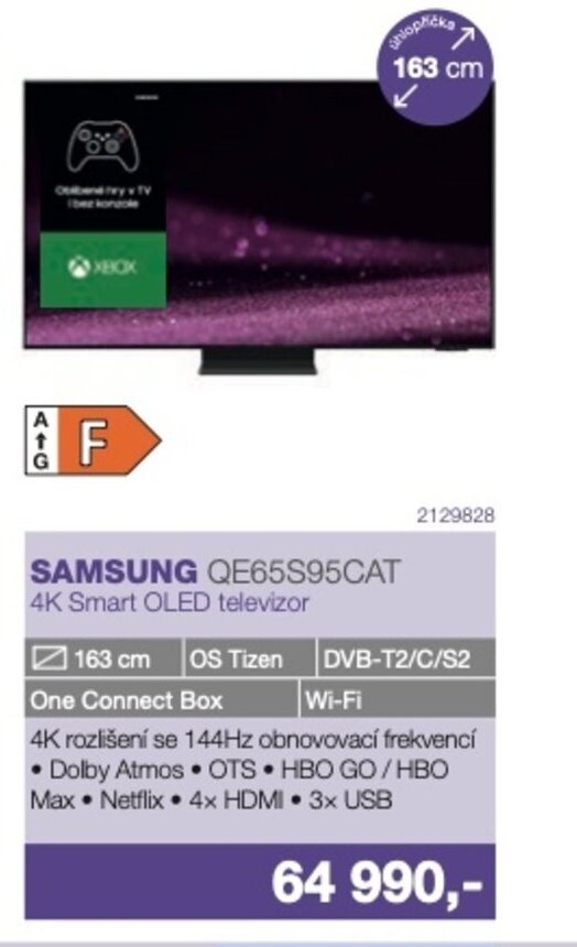 Electro World SAMSUNG QE65S95CAT 4K Smart OLED televizor nabídka