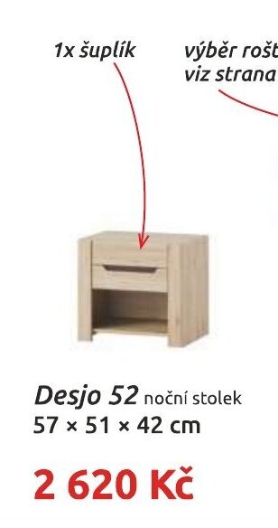 Orfa Nábytek Desjo 52 noční stolek 57 x 51 x 42 cm nabídka