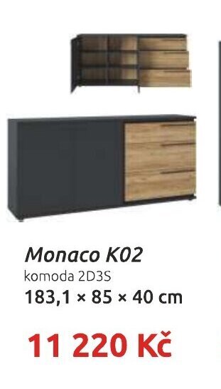 Orfa Nábytek Monaco K02 komoda 2D3S 183,1 × 85 × 40 cm nabídka