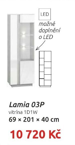 Orfa Nábytek Lamia 03P vitrína 1D1W 69x 201 x 40 cm nabídka