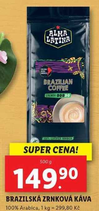 Lidl Brazilská zrnková káva, 500 g nabídka