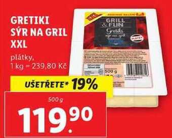 Lidl Gretiki sýr na gril xxl, 500 g nabídka