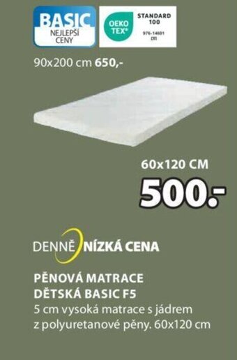 JYSK PĚNOVÁ MATRACE DĚTSKÁ BASIC F5 nabídka