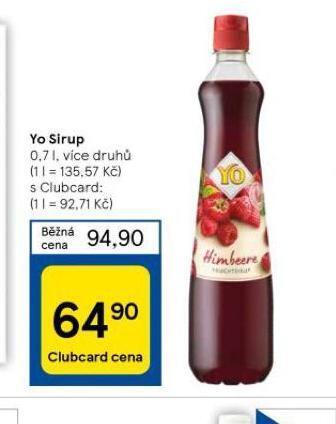 Tesco Yo sirup nabídka