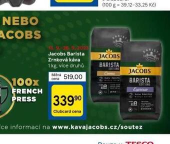 Tesco Jacobs barista zrnková káva nabídka
