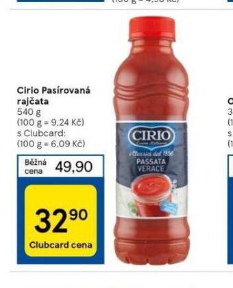 Tesco Cirio pasírovaná rajčata nabídka