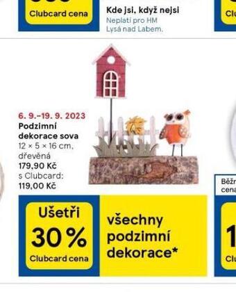 Tesco Podzimní dekorace sova nabídka