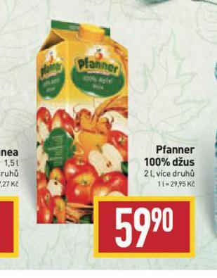 Billa Pfanner 100% džus nabídka