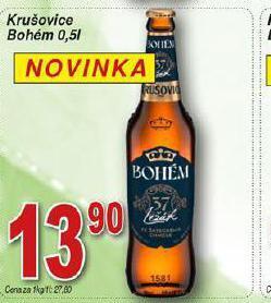 Hruška Pivo krušovice bohém nabídka
