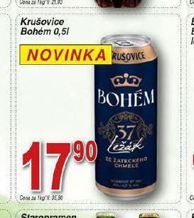 Hruška Pivo krušovice bohém nabídka