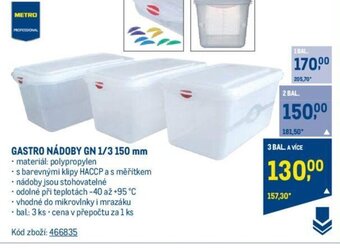 Makro GASTRO NÁDOBY GN 1/3 150 mm nabídka