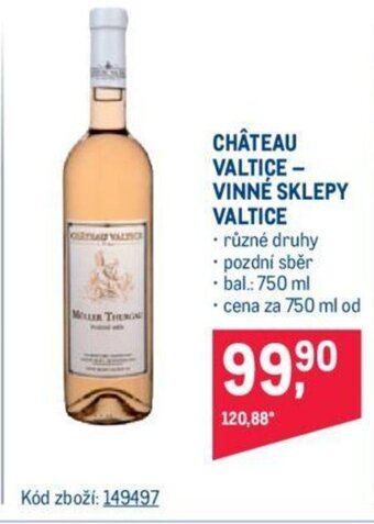Makro CHÂTEAU VALTICE-VINNÉ SKLEPY VALTICE nabídka