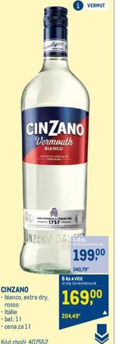 Makro CINZANO nabídka