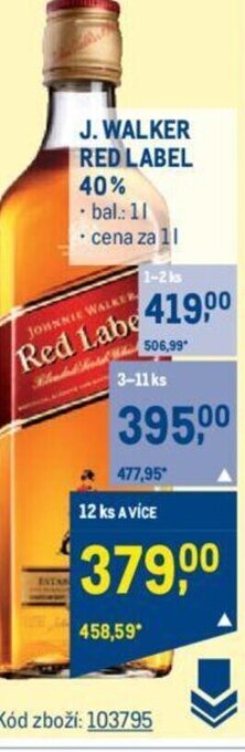 Makro J. WALKER RED LABEL 40% nabídka