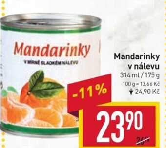 Billa Mandarinky v nálevu nabídka