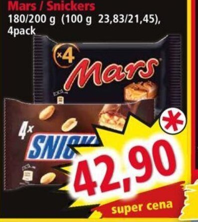 Norma Mars Snickers nabídka