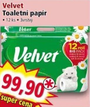 Norma Velvet Toaletní papír nabídka