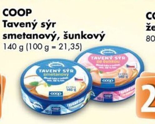 Coop COOP Tavený sýr smetanový, šunkový 140 g nabídka