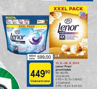 Tesco Lenor prací prostředek 56-80 pd nabídka