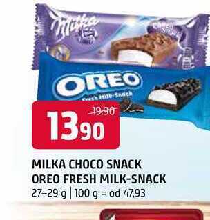 Terno Milka choco snack, oreo fresh milk-snack 27-29 g nabídka